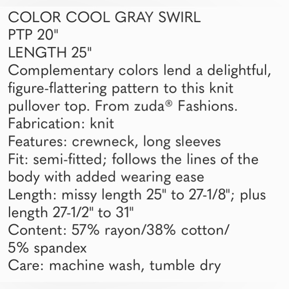 zuda Z-knit Crewneck Pullover | Gray & Black Swirl Pattern Long Sleeve Top | Sm - Picture 9 of 9